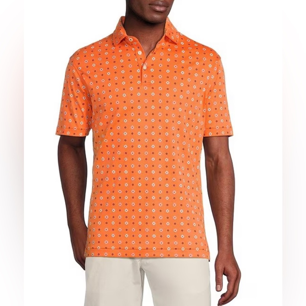 NWT Daniel Cremieux Blue Label Moroccan Print Short-Sleeve Interlock Polo Shirt